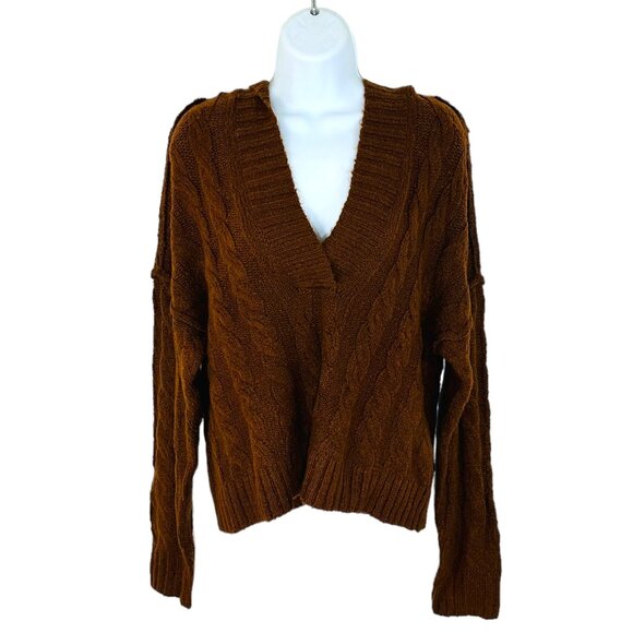 American Eagle Women's Size XS Soft Cozy Hooded Oversize Rust Brown Swea… - Picture 1 of 5